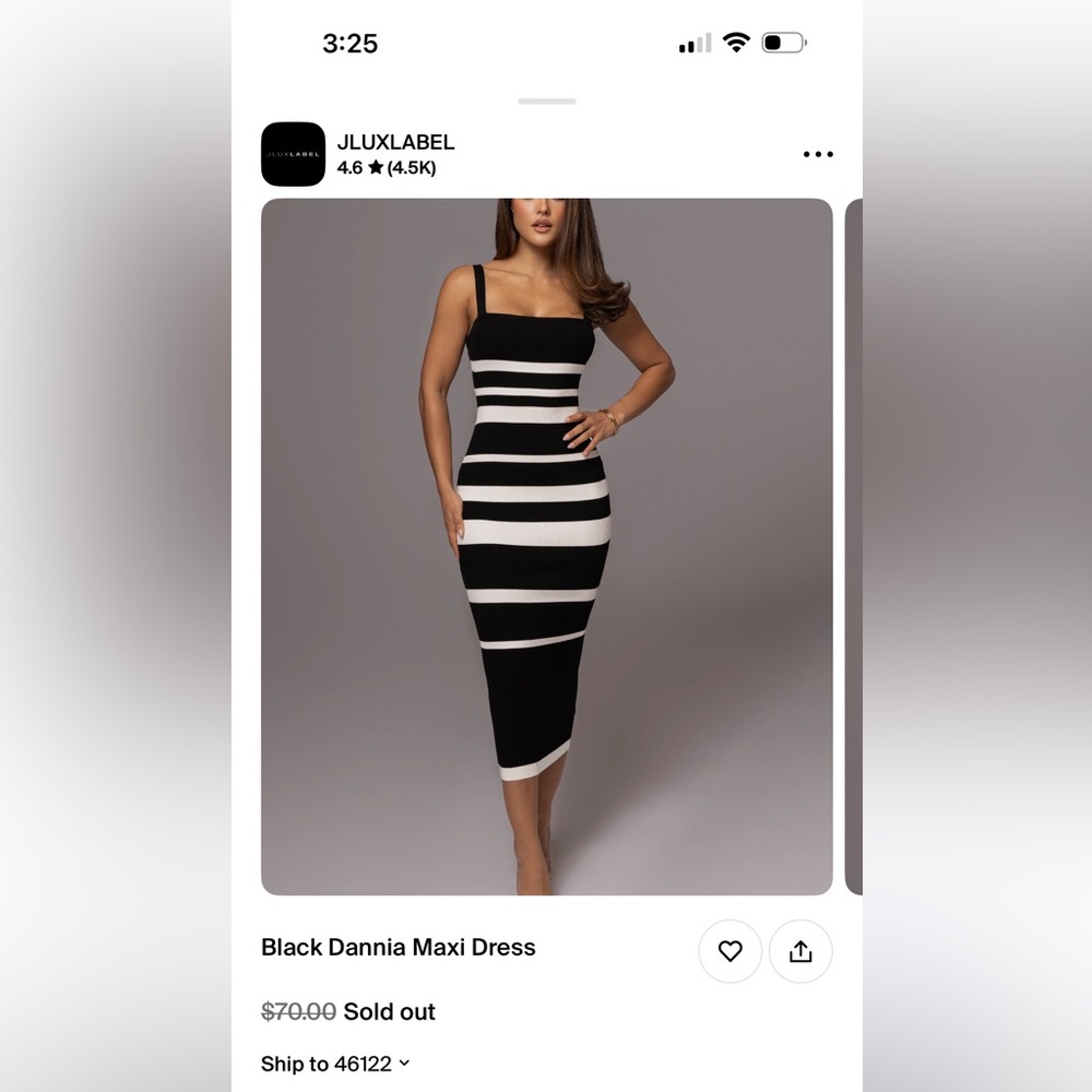 JLUXLABEL Black and White Bodycon Maxi Dress
